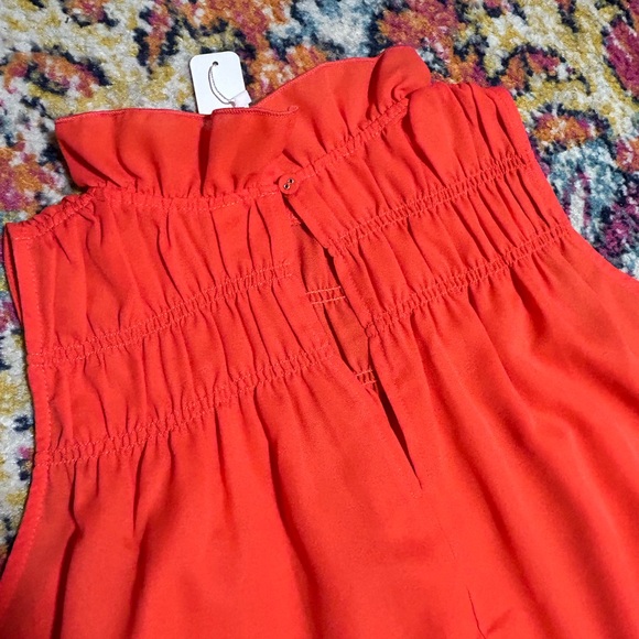 Glam | NWT Orange Ruffle Mock Neck Sleeveless Tank Small - Picture 5 of 9